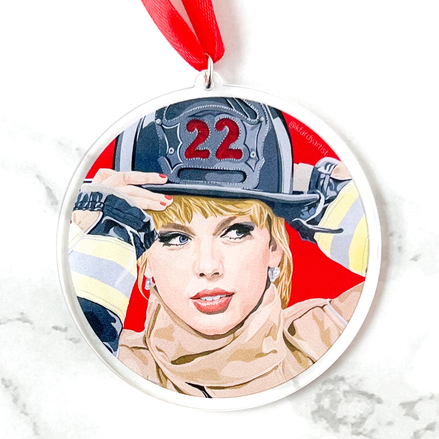 “Burning Red” Taylor Swift acrylic Christmas tree ornament