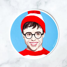 Load image into Gallery viewer, Elliot Page as (Where&#39;s) Waldo round 3&quot; sticker

