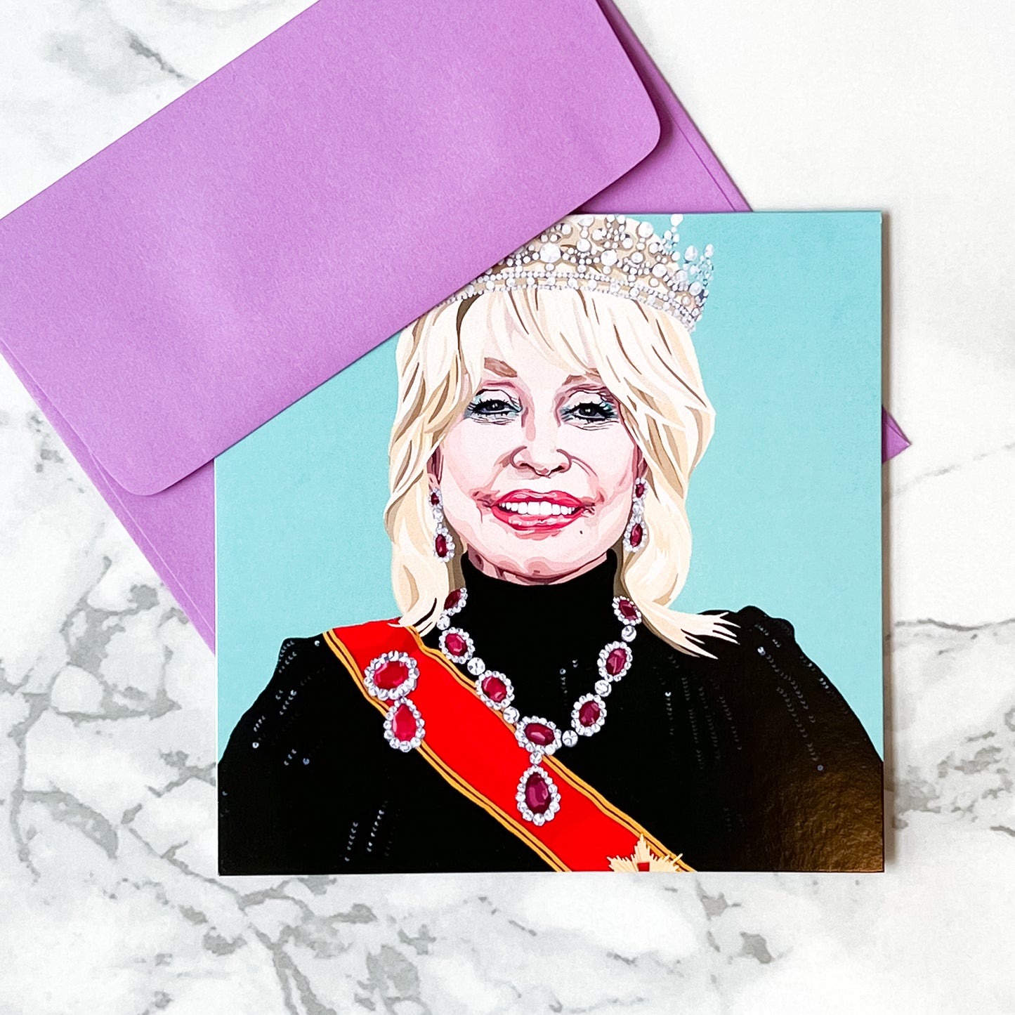 Blank greeting card  - Dolly Parton as the queen