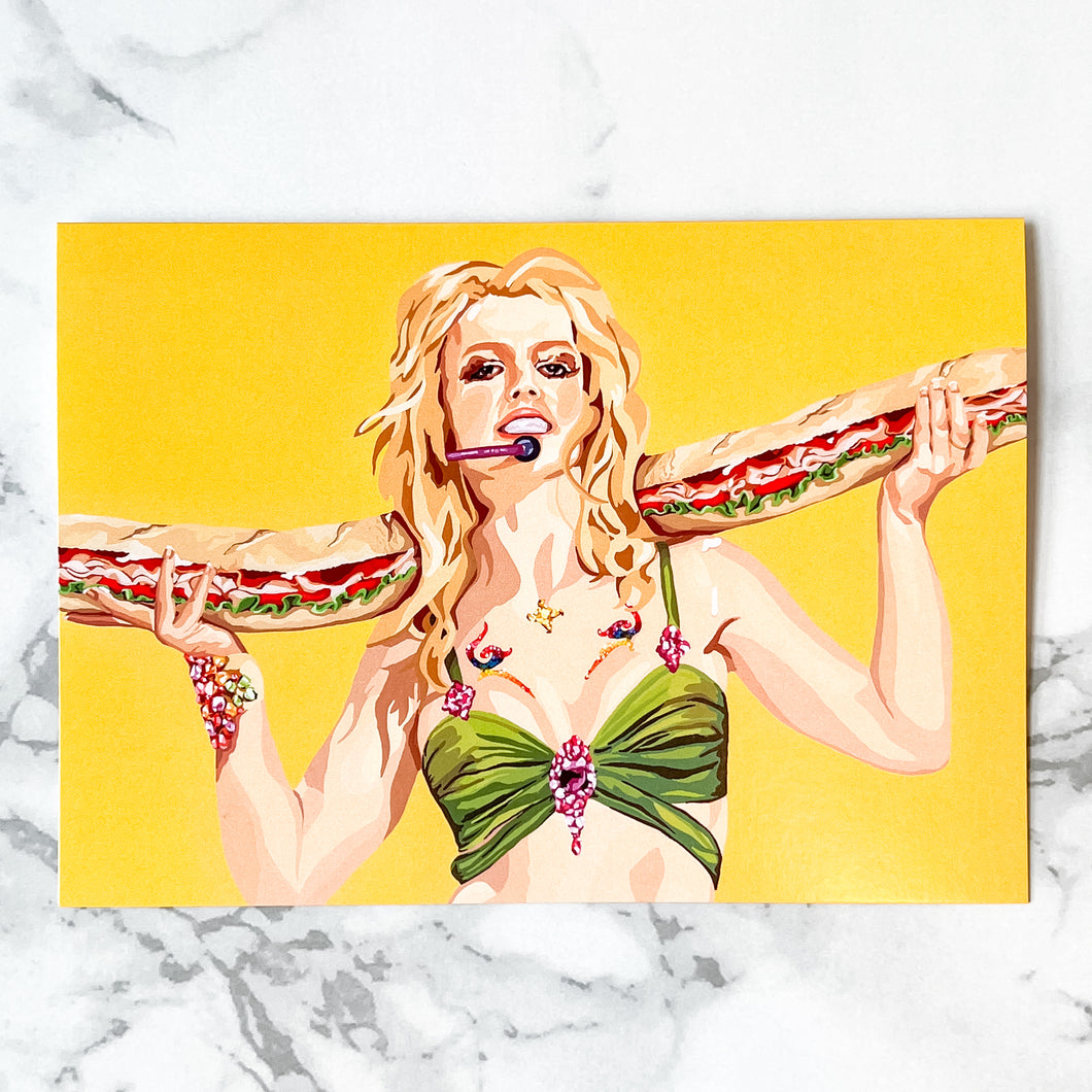Blank greeting card  - Britney Spears With Party Sub