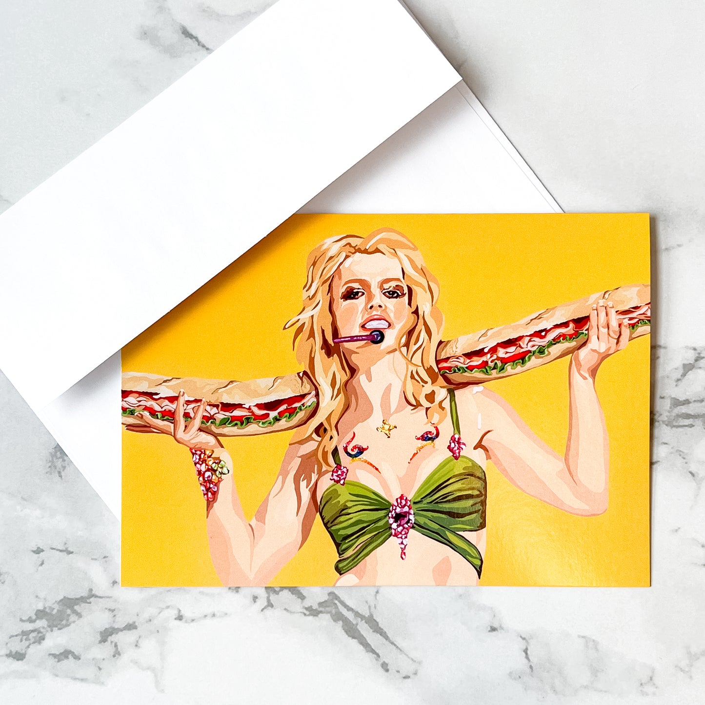 Blank greeting card  - Britney Spears With Party Sub