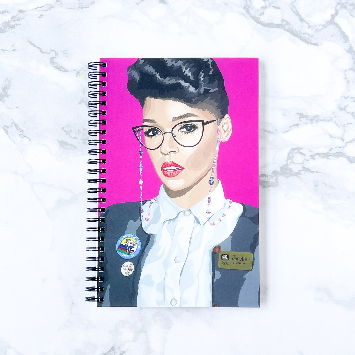 Janelle Monáe as a librarian notebook