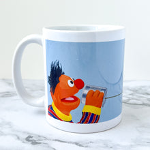Load image into Gallery viewer, Ernie and Bert with tin can telephone 11oz mug
