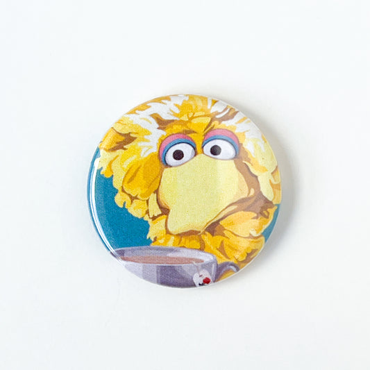 Yellow bird with red rose tea 1.25" fridge magnet