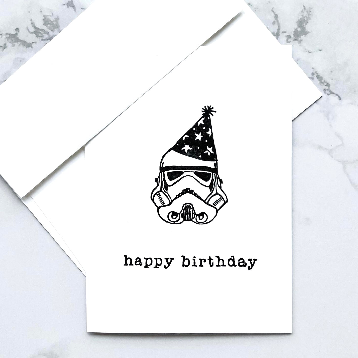 Space soldier hand-stamped birthday card