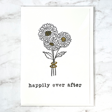 Load image into Gallery viewer, Happily Ever After daisy bouquet card with gold leaf
