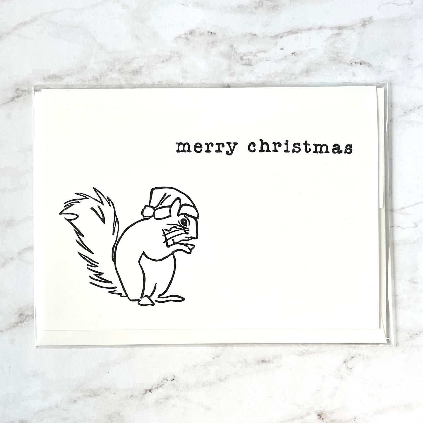 "Merry Christmas" squirrel hand-stamped card