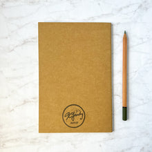 Load image into Gallery viewer, Morning Pages hand-stamped sunrise notebook/sketchbook (blank, lined, or dot grid pages)
