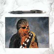 Load image into Gallery viewer, Blank greeting card  - &quot;Chewbacca Playing the Saxophone&quot;
