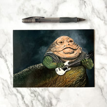 Load image into Gallery viewer, Blank greeting card  - &quot;Jabba the Hutt Playing the Electric Bass&quot;
