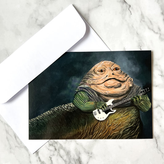 Blank greeting card  - "J Playing the Electric Bass"