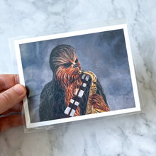Load image into Gallery viewer, Postcard print  - &quot;Chewbacca Playing the Saxophone&quot;
