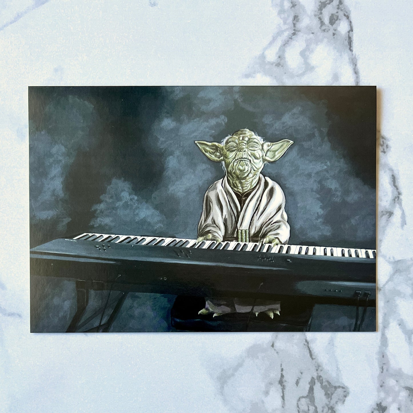 Blank greeting card  - "Y Playing the Piano"