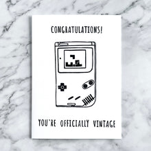Load image into Gallery viewer, &quot;Congratulations, You Are Officially Vintage&quot; hand-stamped birthday card
