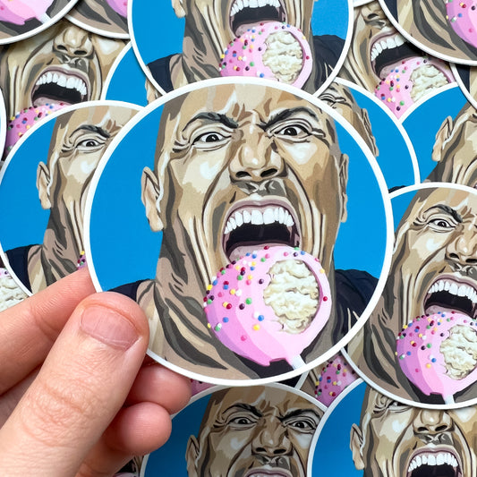 The Rock Is Coming For Your Cake Pop round 3" sticker