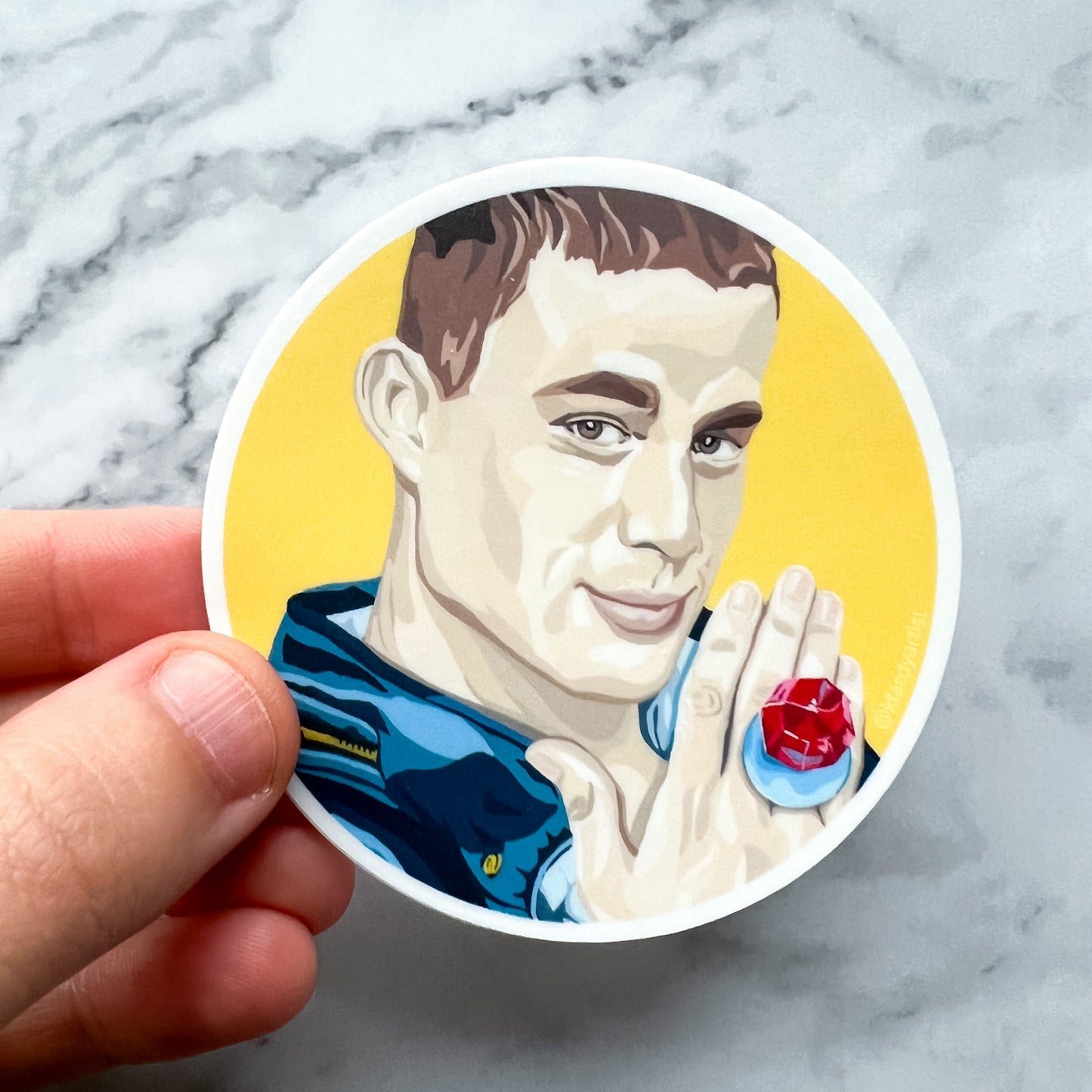 Channing Tatum round 3" sticker