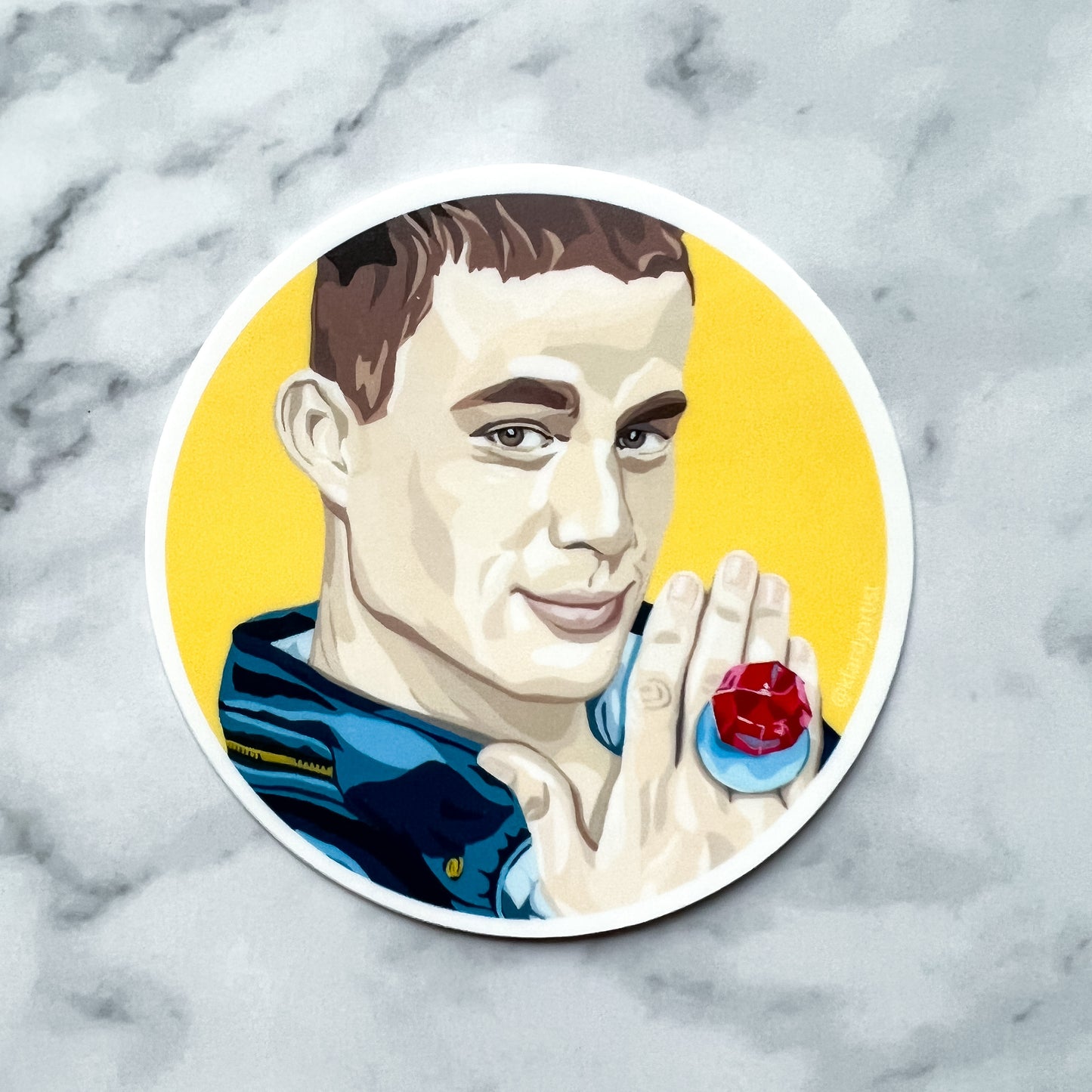 Channing Tatum round 3" sticker