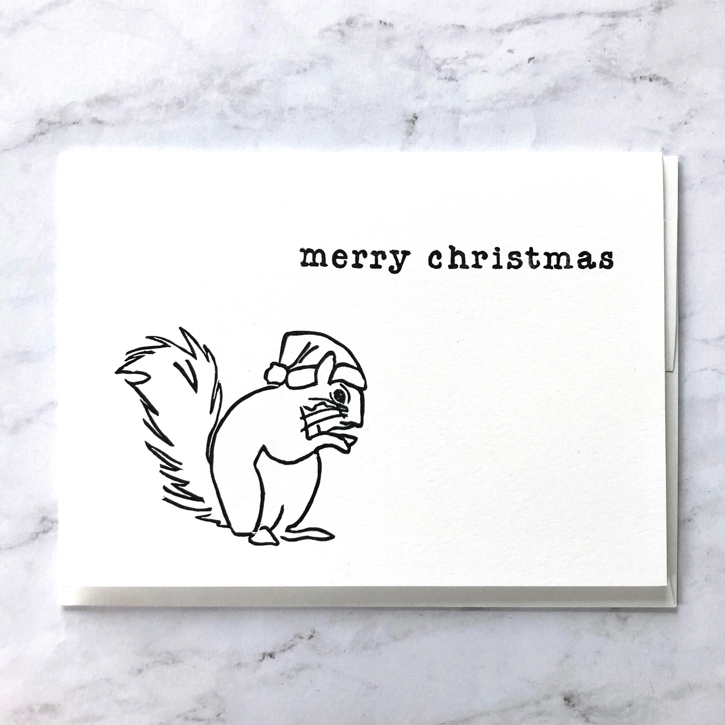 "Merry Christmas" squirrel hand-stamped card