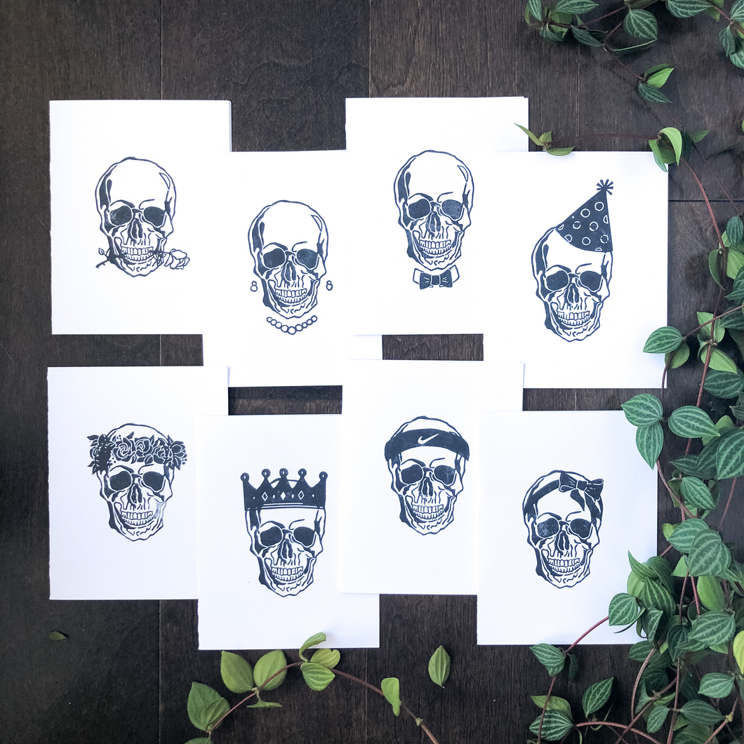 Blank fancy skulls notecards  - set of 8