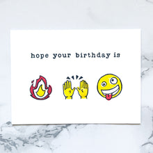 Load image into Gallery viewer, Emoji hand-stamped birthday card
