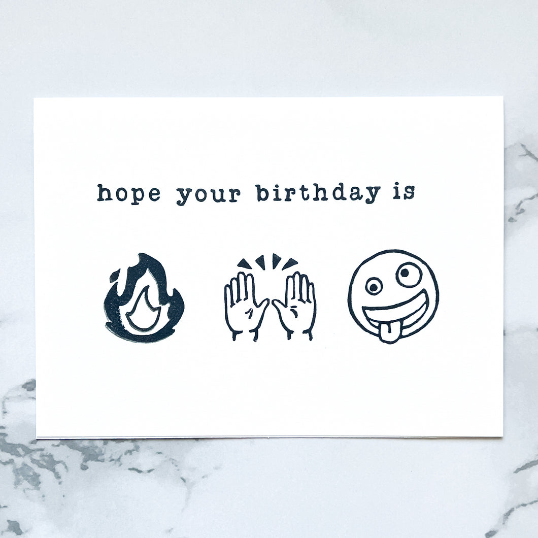 Emoji hand-stamped birthday card