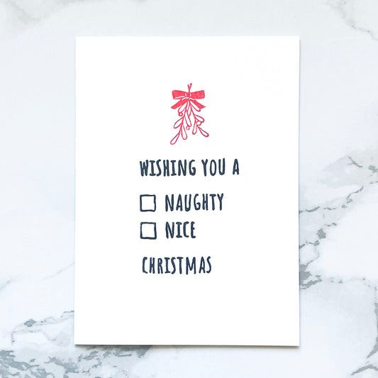 Naughty or Nice customizable hand-stamped card