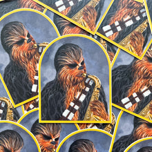 Load image into Gallery viewer, Chewbacca Playing the Saxophone 3&quot; arch sticker
