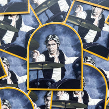 Load image into Gallery viewer, Han Solo Playing the Drums 3&quot; arch sticker

