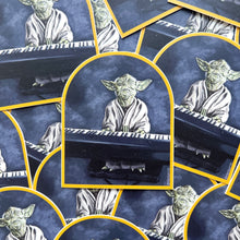 Load image into Gallery viewer, Yoda Playing the Drums 3&quot; arch sticker
