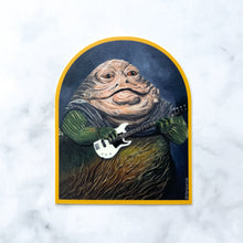 Load image into Gallery viewer, Jabba the Hutt Playing the Electric Bass 3&quot; arch sticker
