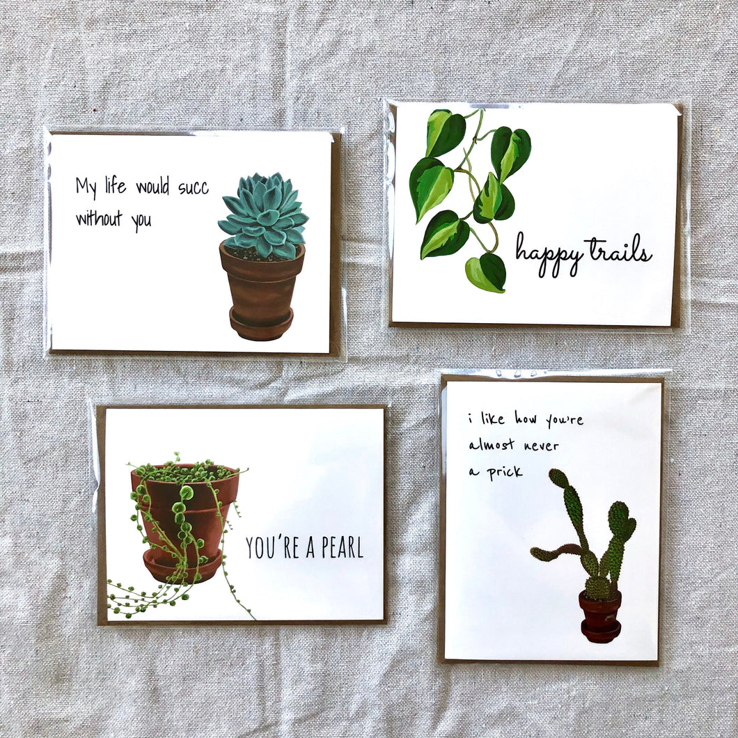 Punny plant cards - set of 4