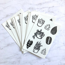 Load image into Gallery viewer, Plant sticker sheet - 8 black and white stickers
