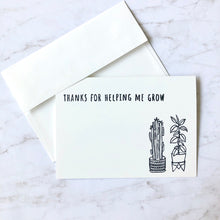 Load image into Gallery viewer, &quot;Thanks for helping me grow&quot; hand-stamped card
