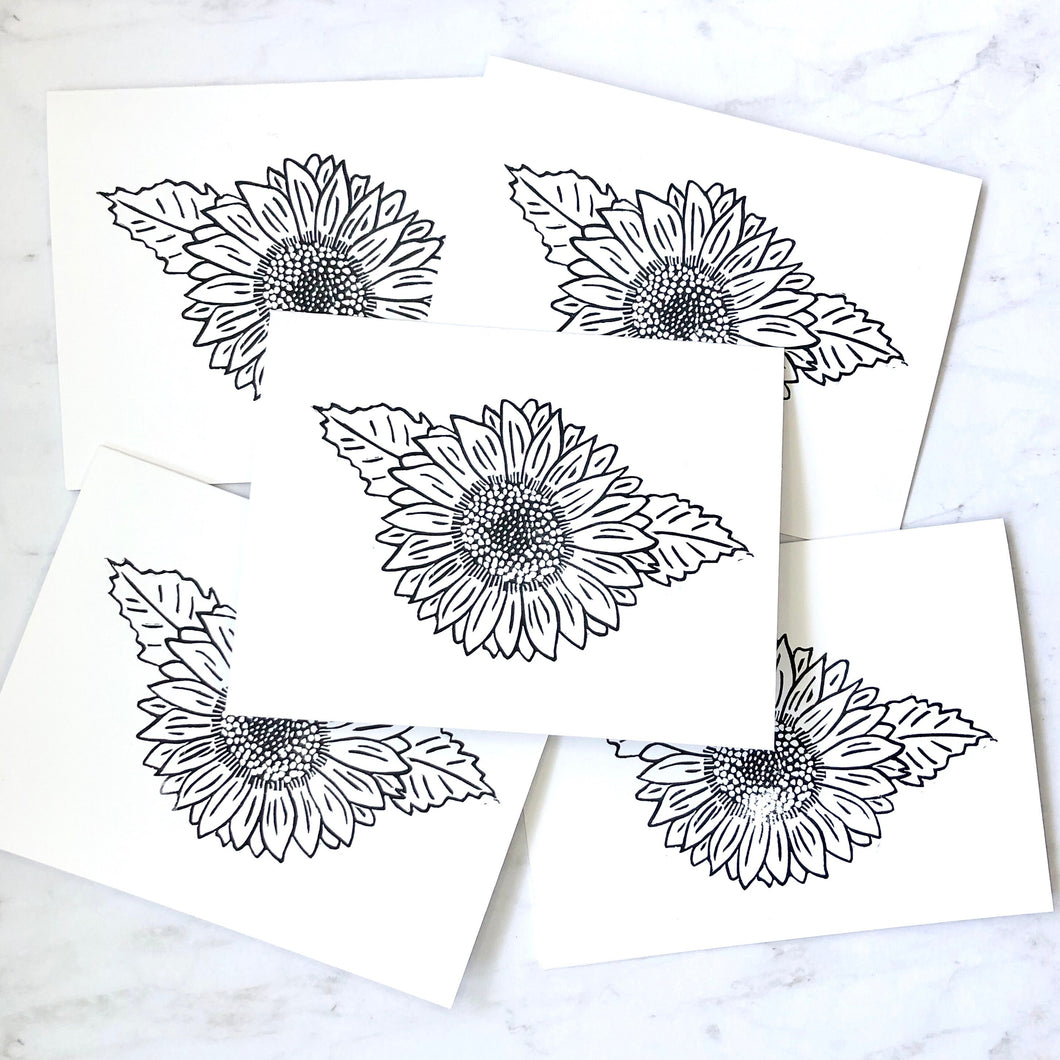 Blank sunflower notecards  - set of 5 or 10