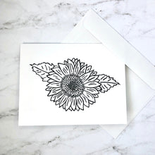 Load image into Gallery viewer, Blank sunflower notecards  - set of 5 or 10
