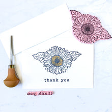 Load image into Gallery viewer, Sunflower thank you card with gold leaf
