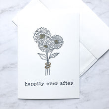 Load image into Gallery viewer, Happily Ever After daisy bouquet card with gold leaf
